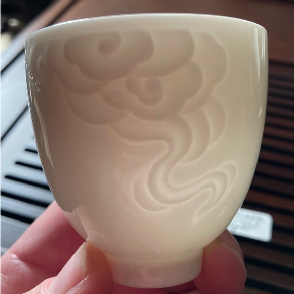 Porcelain Tea Cup with swirls -Swirly Cloud embossed design - Picture 2 of 4